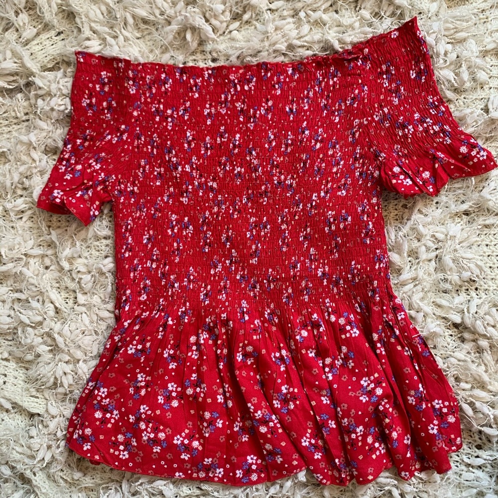 Red floral top